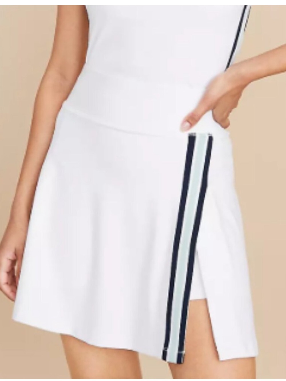 Lou & Grey White Skater Skort with Navy & Light Blue Stripe